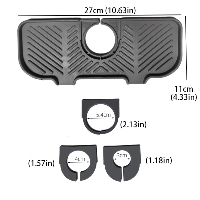 1pc Faucet Splash Pad, Silicone Kitchen Sink Faucet Mat, Behind Sink Splash Guard, Self Draining Sink Pad Behind Faucet, Faucet Splash Guard, Faucet Drying Durable Mat For Bathroom