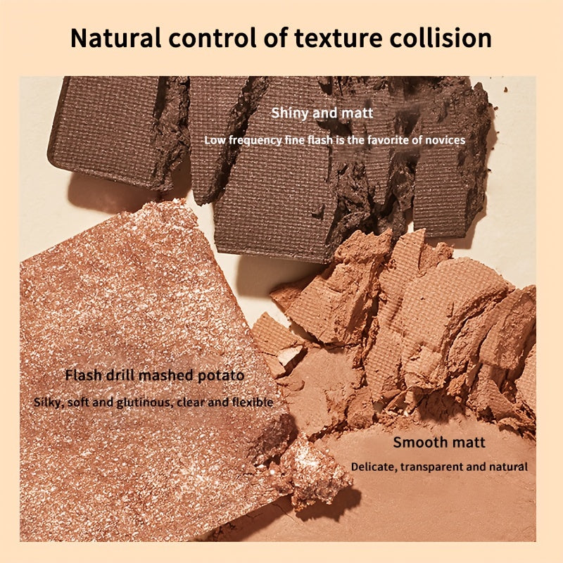 9 Colors Chocolate Eyeshadow Palette with Matte, Pearlescent, and Sequins Shades