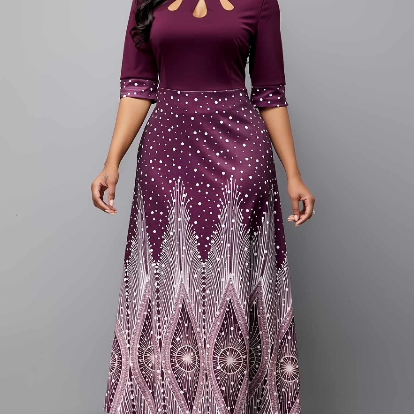 Half Sleeve Crew Neck Dress for Party and Banquet