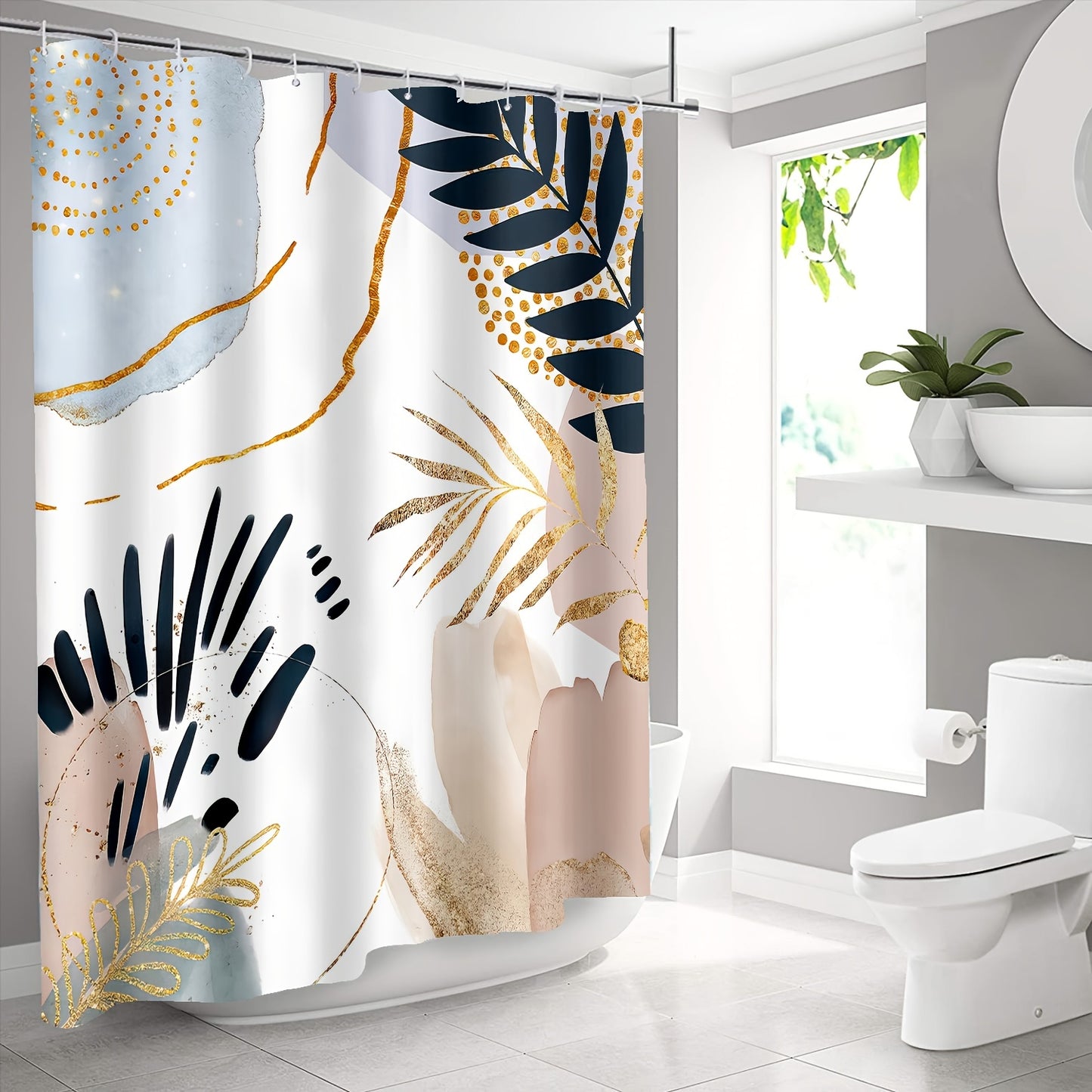 Abstract Mid-Century Pastel Geometric Shower Curtain