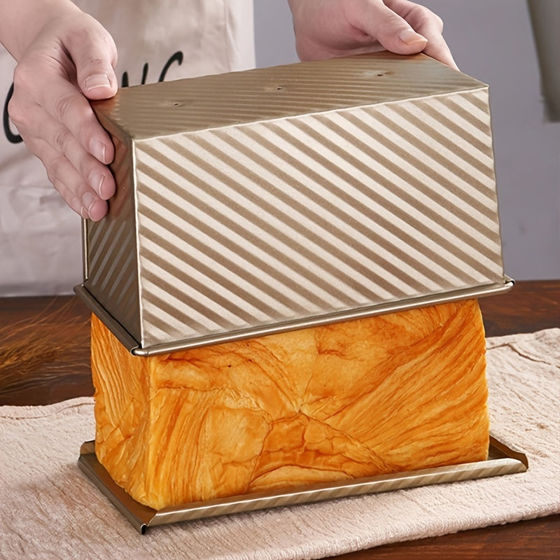 1pc Golden Loaf Pan With Lid, Non-Stick Durable Bread Pan Toast Mould With Cover Bakeware Tin For Baking Bread, Homemade Cakes, Meatloaf
