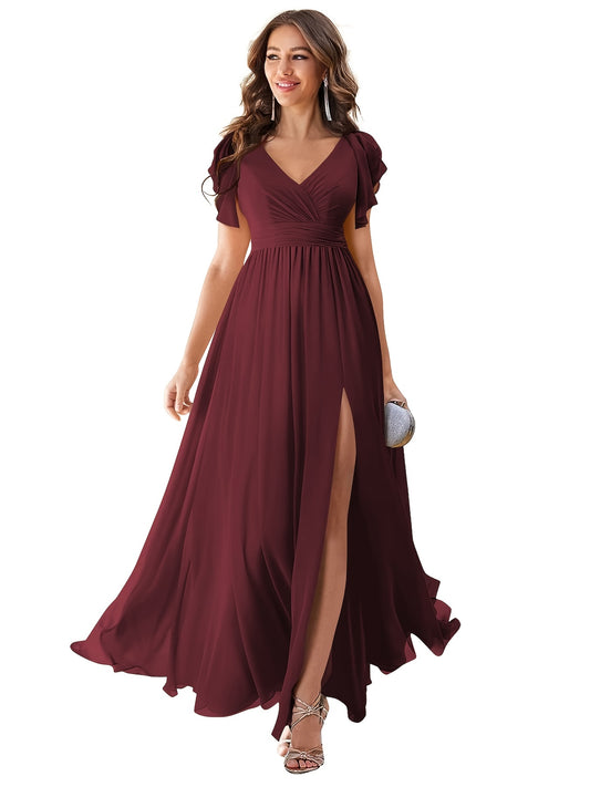 Women's Elegant Chiffon V-Neck Dress