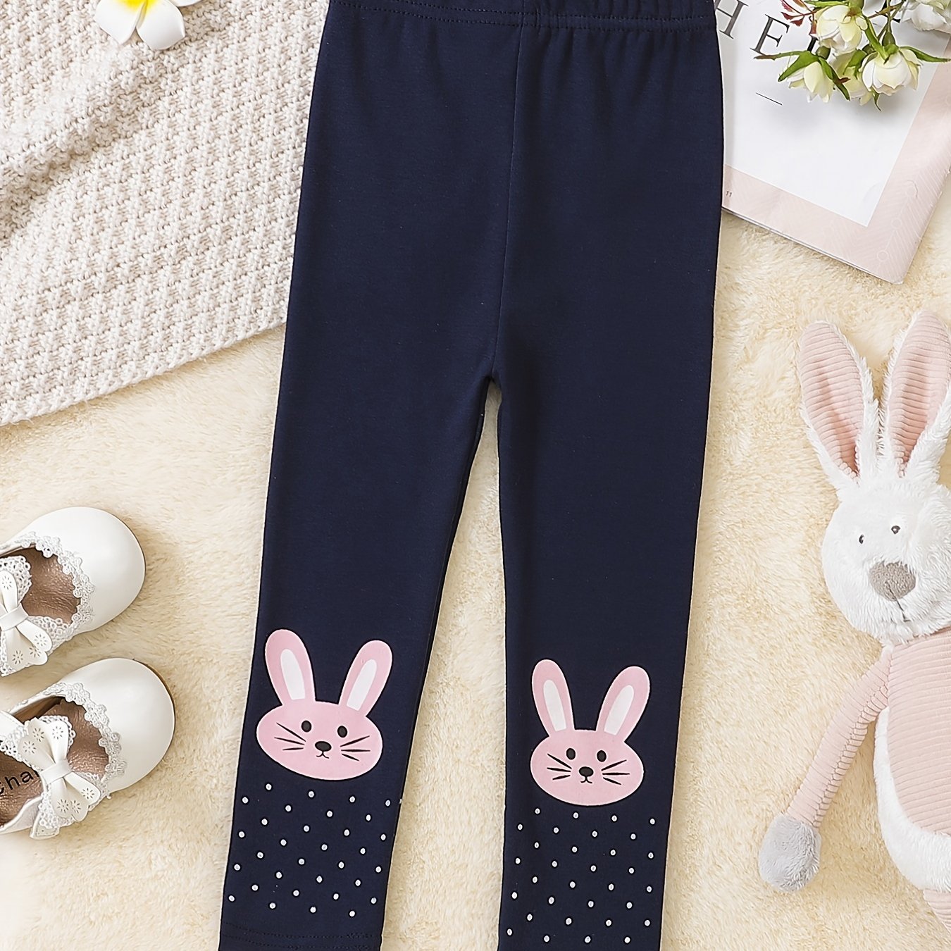 Cartoon Rabbit Print Footless Tights for Girls