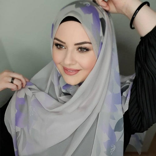 "Elegant Black Chiffon Hijab for Women"