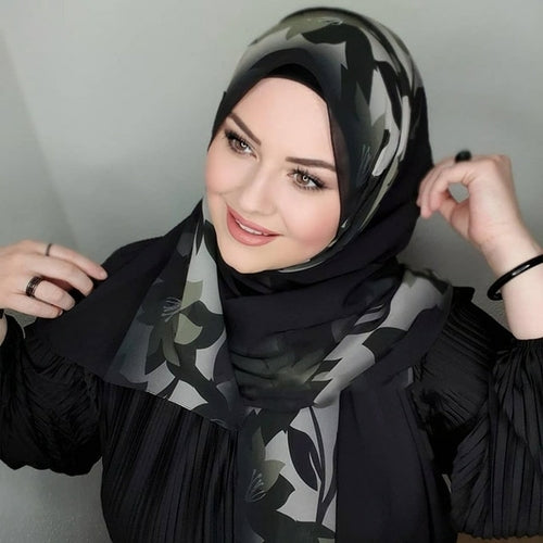 "Elegant Black Chiffon Hijab for Women"