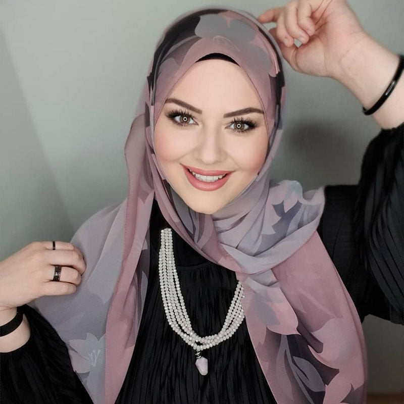"Elegant Black Chiffon Hijab for Women"