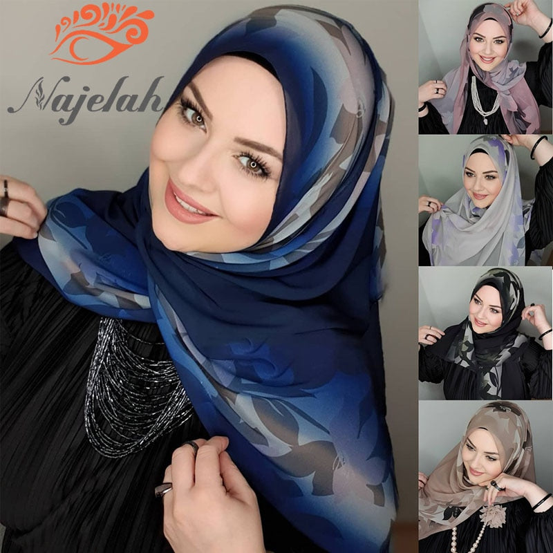"Elegant Black Chiffon Hijab for Women"