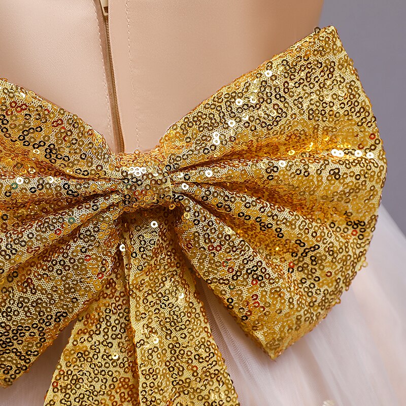 Sequin Bowknot Ball Toddler Baby Girl Princess Dress for Birthday Parties