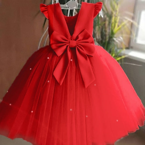 Sequin Bowknot Ball Toddler Baby Girl Princess Dress for Birthday Parties
