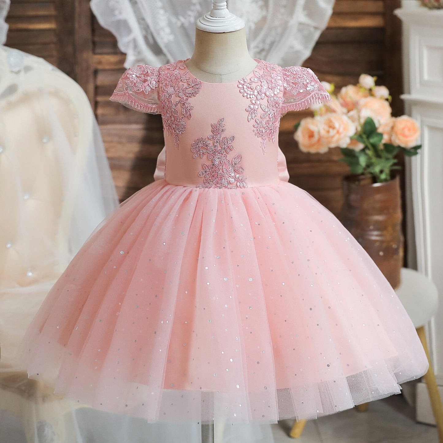 Elegant Pink Princess Dress for 12 Month Old Baby Girl's First Birthday