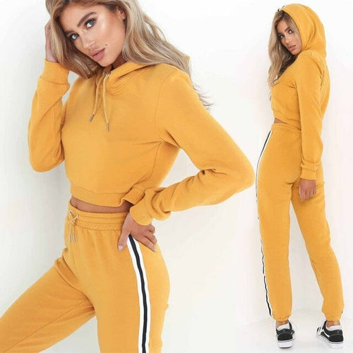 2022- Amazing Tracksuit 2pcs Women Set Hoodies Crop