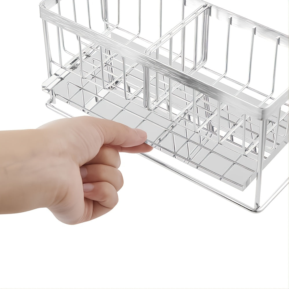 1pc Kitchen Stainless Steel Sink Storage Shelf Tabletop Sponge Mop Rag Dishcloth Sink Draining Bathroom Storage Rack