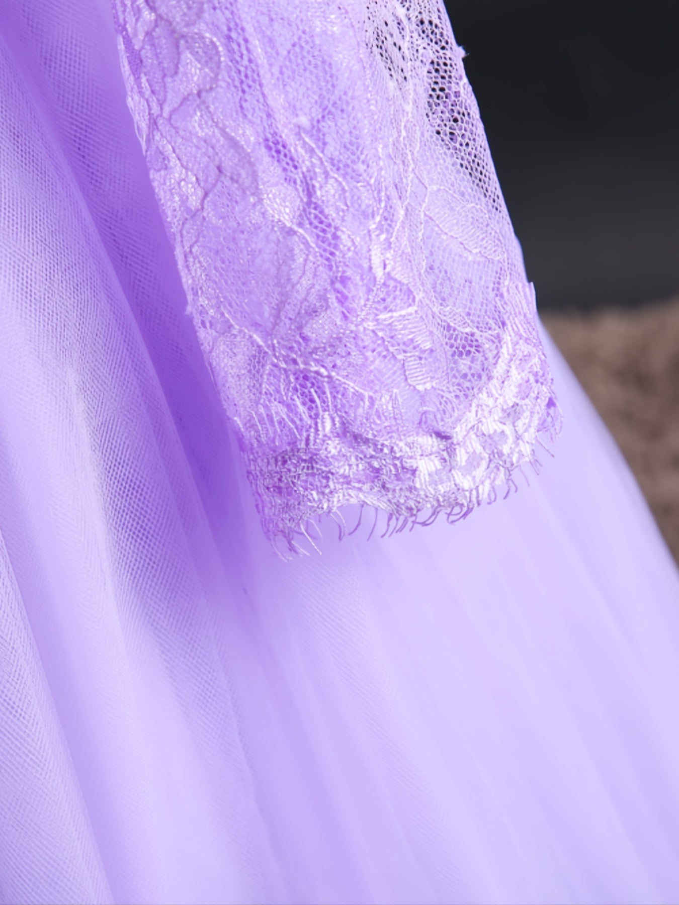 Girls' Elegant Lace Long Sleeve Dress
