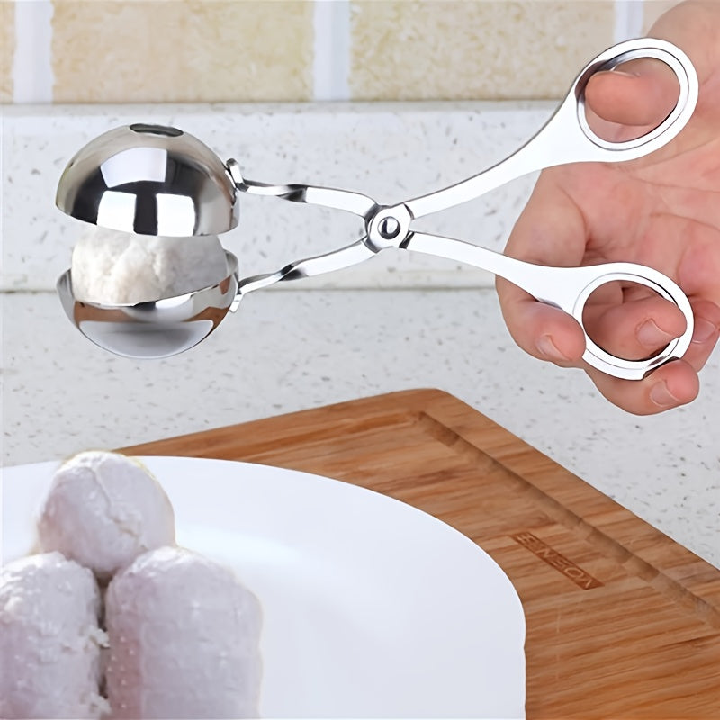1pc Meat Ballers, Stainless Steel Non-stick Meatball Maker, Tongs, Cake Pop Meatball Maker Ice Tongs, Cookie Dough Scoop For Kitchen