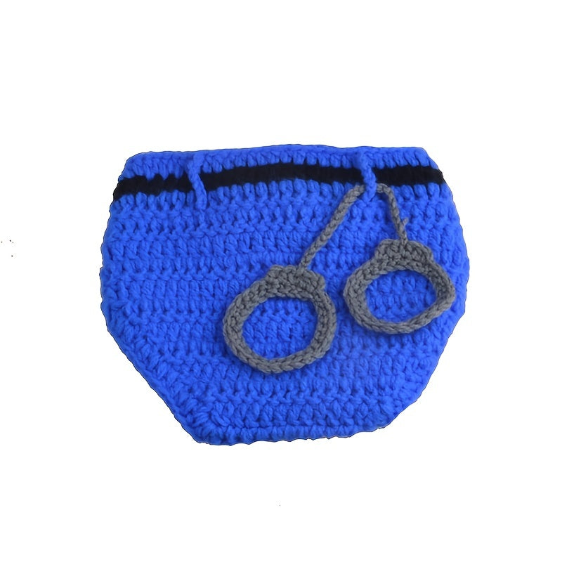 2pcs/Set Policeman Baby Crochet HandKnitted Costume