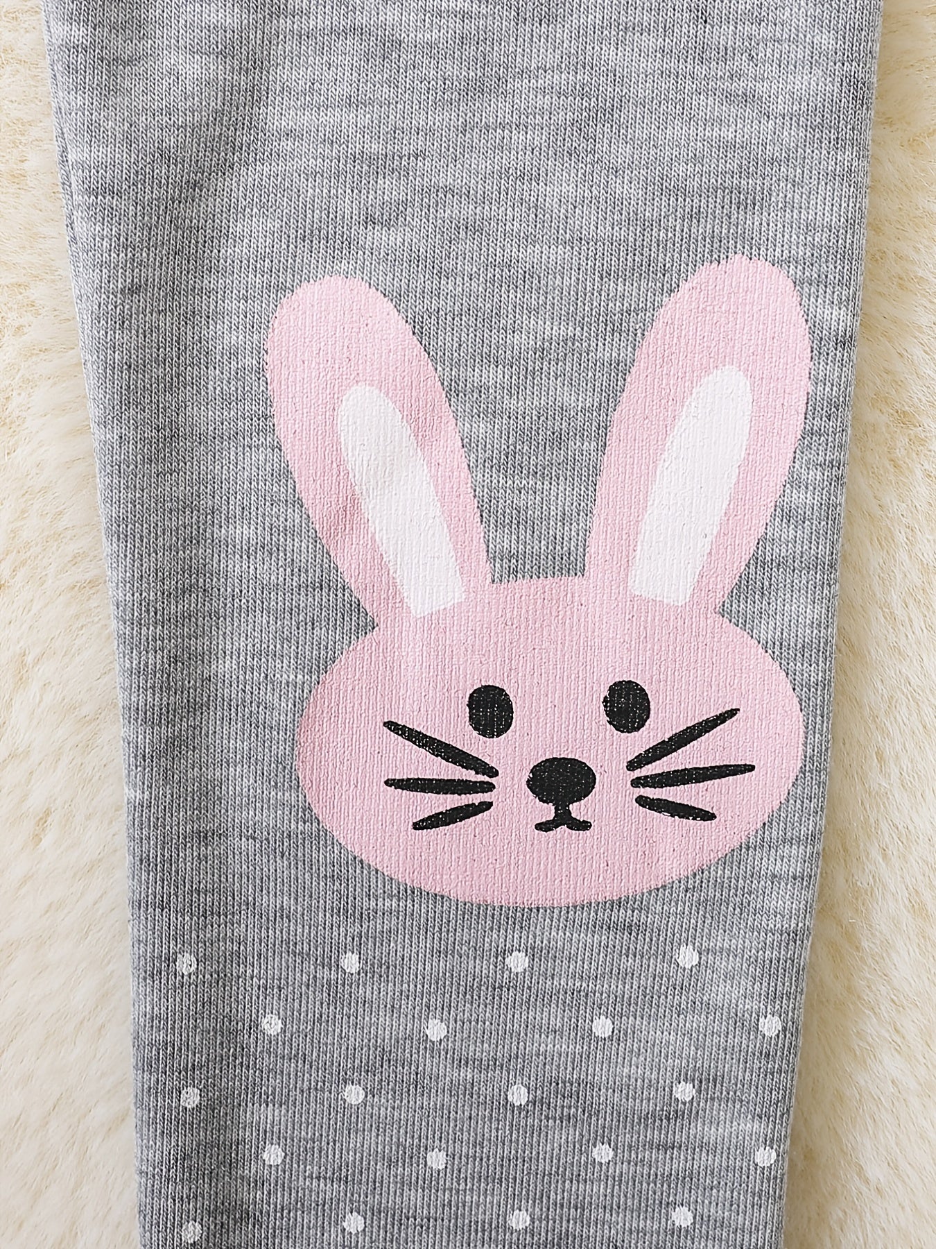 Cartoon Rabbit Print Footless Tights for Girls