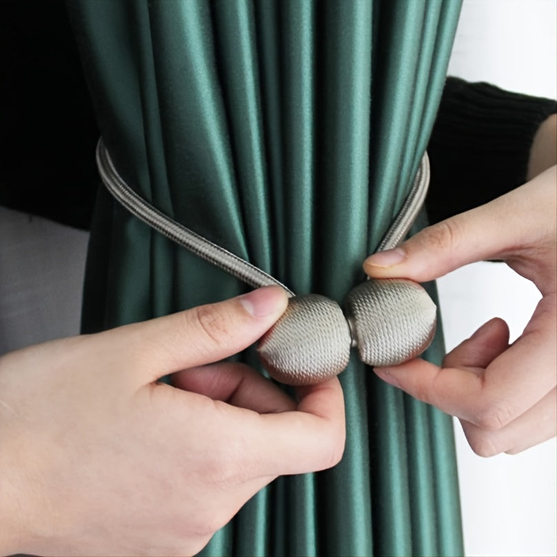 1pc Magnetic Curtain Tieback, Braided Rope Magnetic Buckle For Holding Curtains & Drapes, Simple & Elegant Home Decor