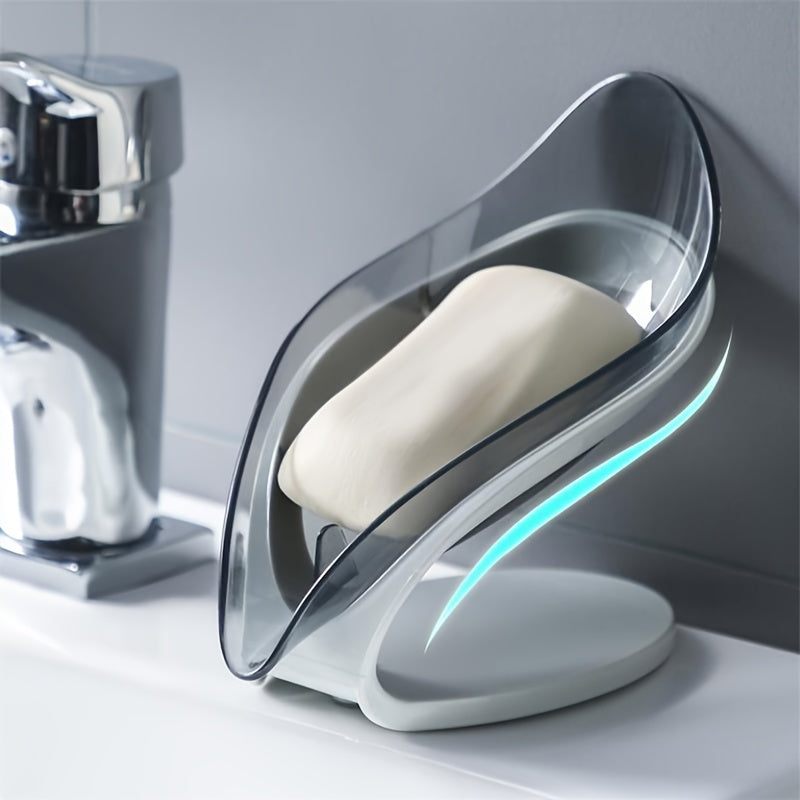 1pc Leaf Shape Soap Box Bathroom Soap Holder Dish Storage Creative Bathroom Kitchen Non-slip Drain Soap Storage Case Container