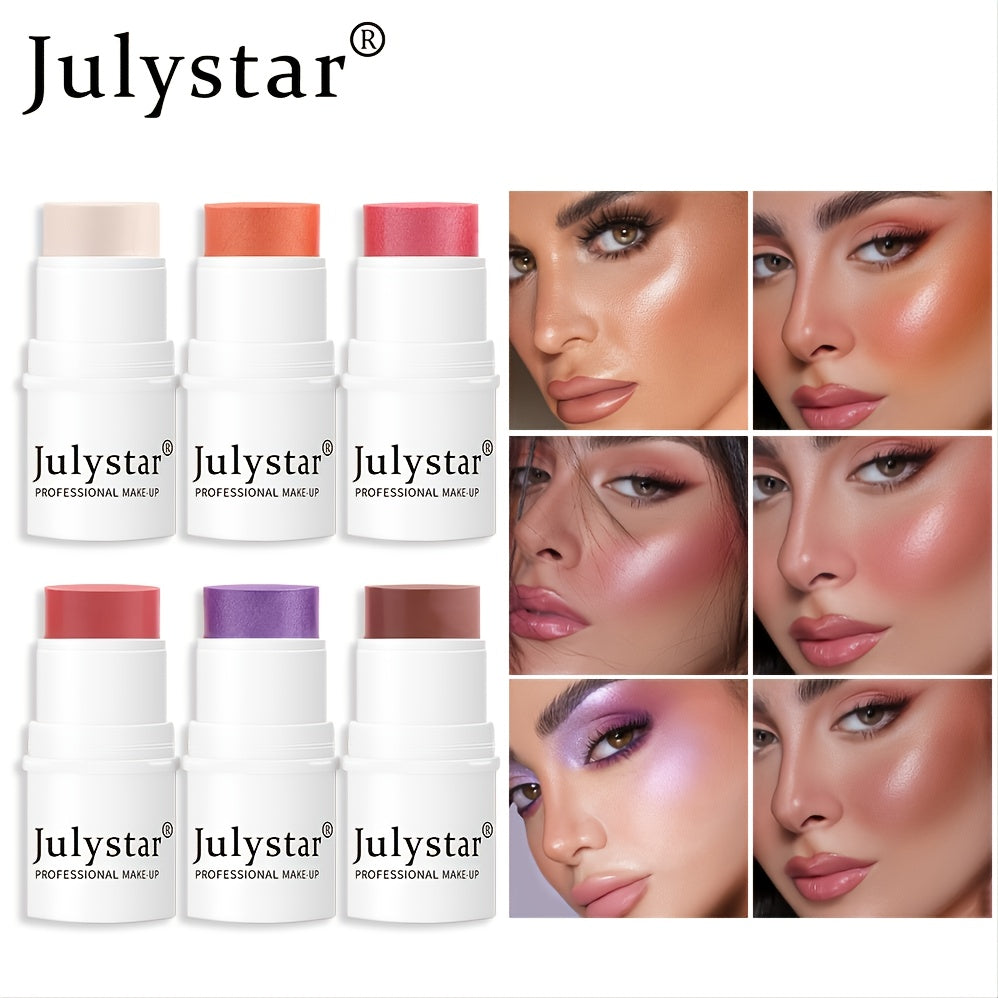 6-Color Lazy Blush Stick Shimmer Cheek Rouge Cream Highlighter