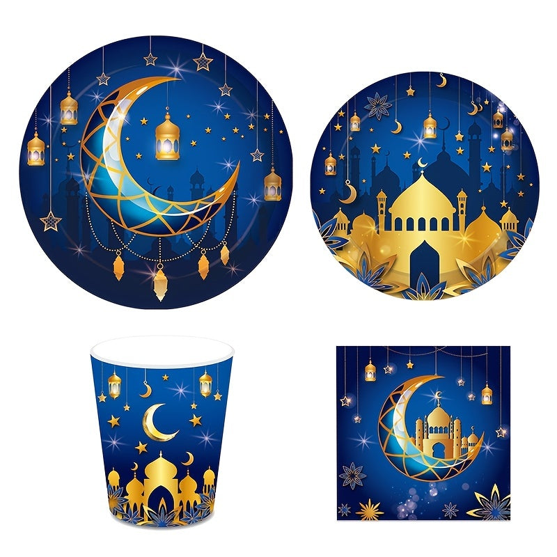 Elegant Eid Disposable Party Tableware Set for 8