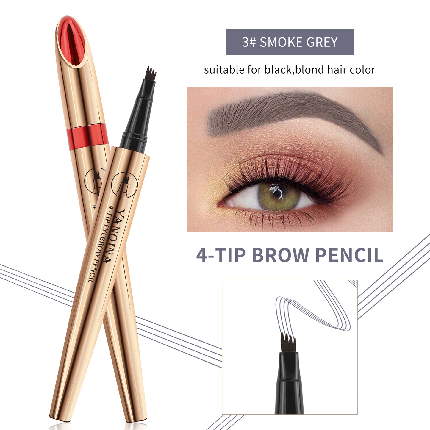 4D Waterproof Liquid Eyebrow Pen: Achieve Natural and Precise Results with Four Fork Tip