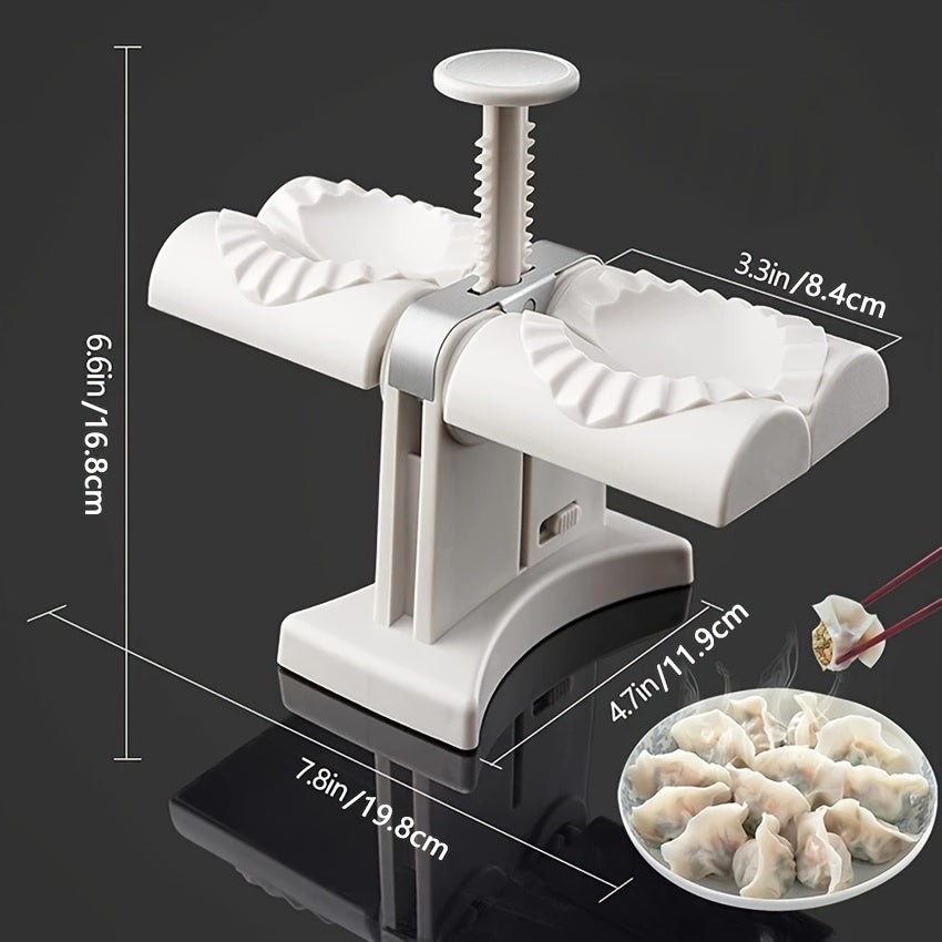 1pc Household Double Head Automatic Dumpling Maker Mould, Manual Ravioli Press Machine Dumpling Press Set Double Heads Mold Wrap Two At A Time, Restaurant Kitchen Gadgets, Make Dumplings Empanadas Quickly