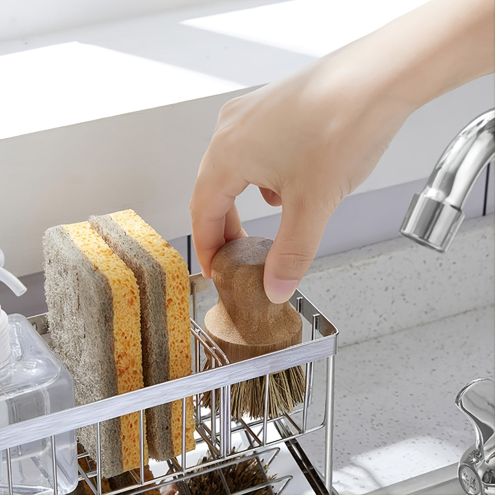 1pc Kitchen Stainless Steel Sink Storage Shelf Tabletop Sponge Mop Rag Dishcloth Sink Draining Bathroom Storage Rack