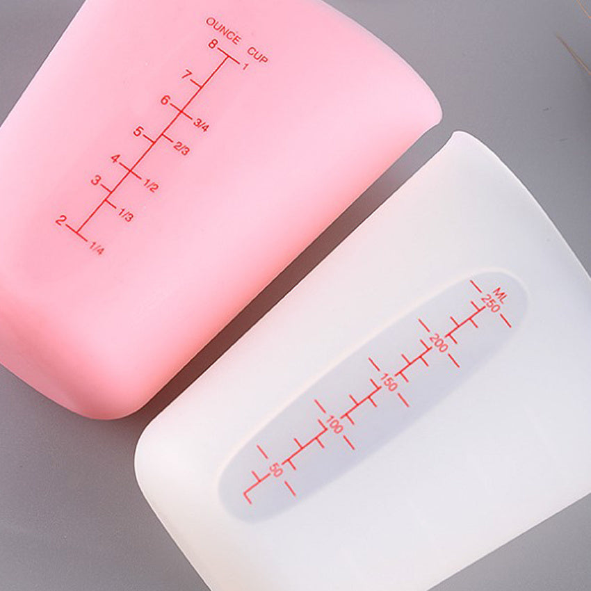 1pc Double Scale Silicone Measuring Cup, Milk Tea Shop Supplies, Baking Tools, Soft Milk Cup, Liquid Measuring Cup