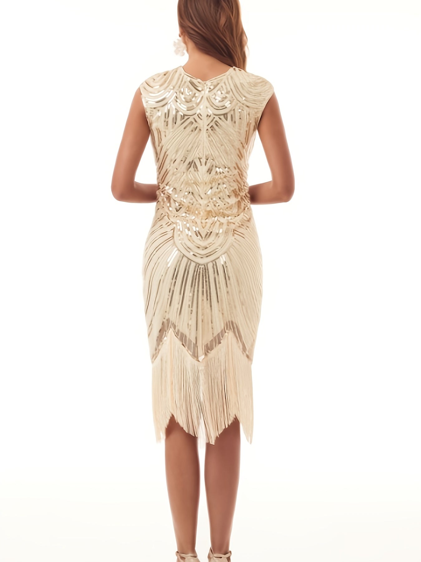 Elegant Skinny Sequined Tassel Dress