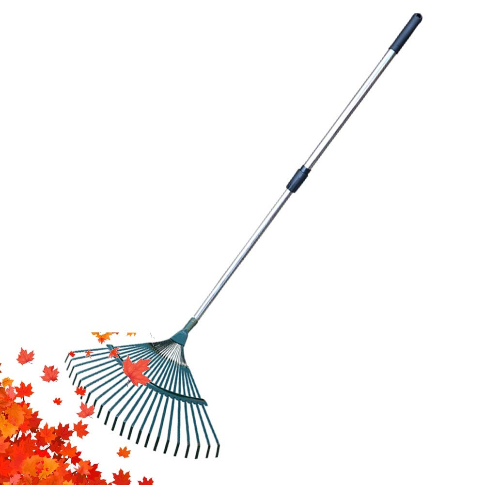 1pc Lawn Rake Leaf Scoop Rakes, Stainless Steel Adjustable Broom, Relieve Fatigue Portable Garden Tools Easy To Clean Grass Rake, 15.8"x16.5"