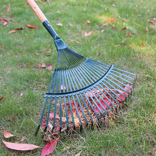 1pc Lawn Rake Leaf Scoop Rakes, Stainless Steel Adjustable Broom, Relieve Fatigue Portable Garden Tools Easy To Clean Grass Rake, 15.8"x16.5"
