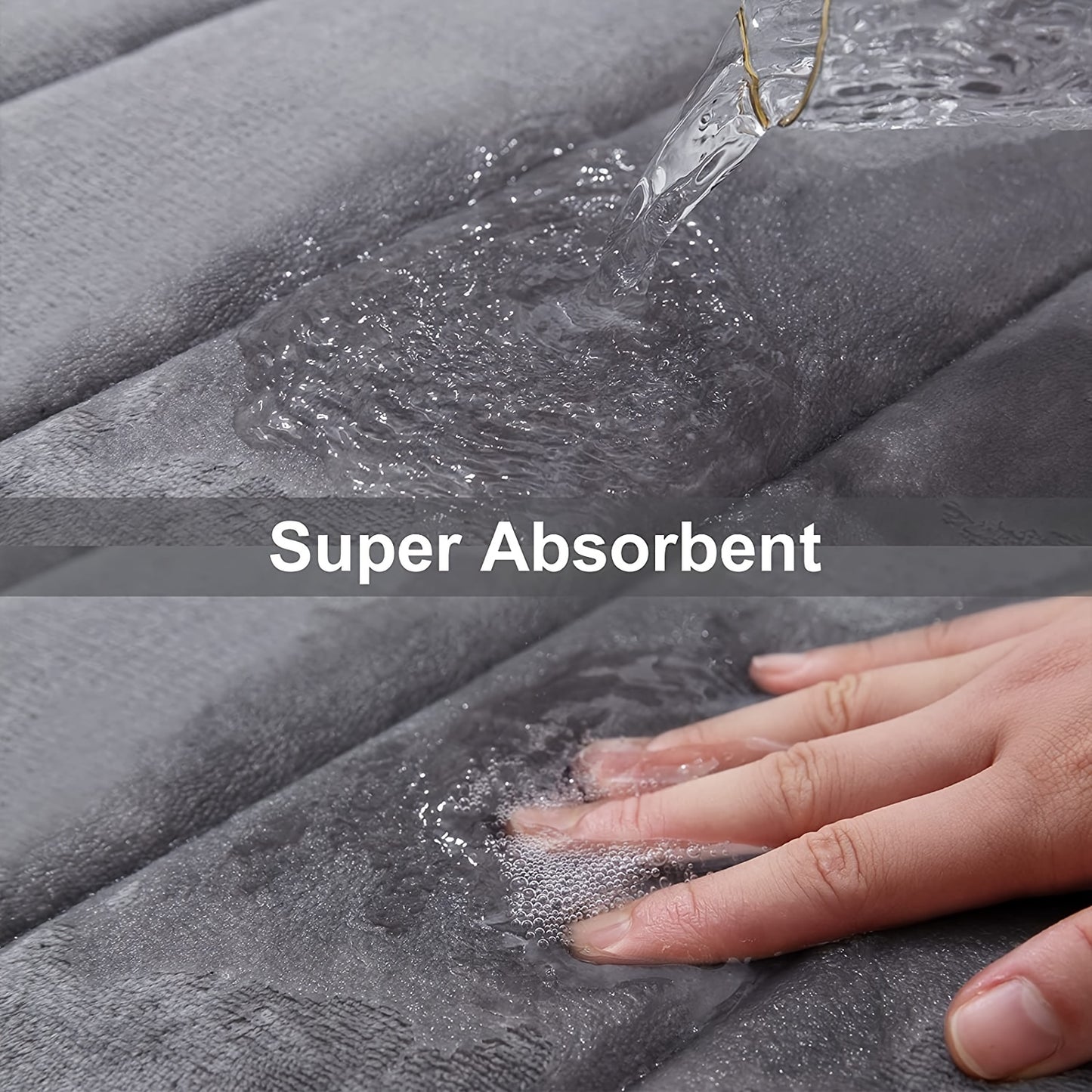 1pc Memory Foam Soft Bath Mats - Non Slip Absorbent Bathroom Rugs Rubber Back Runner Mat For Kitchen Bathroom Floors , Grey