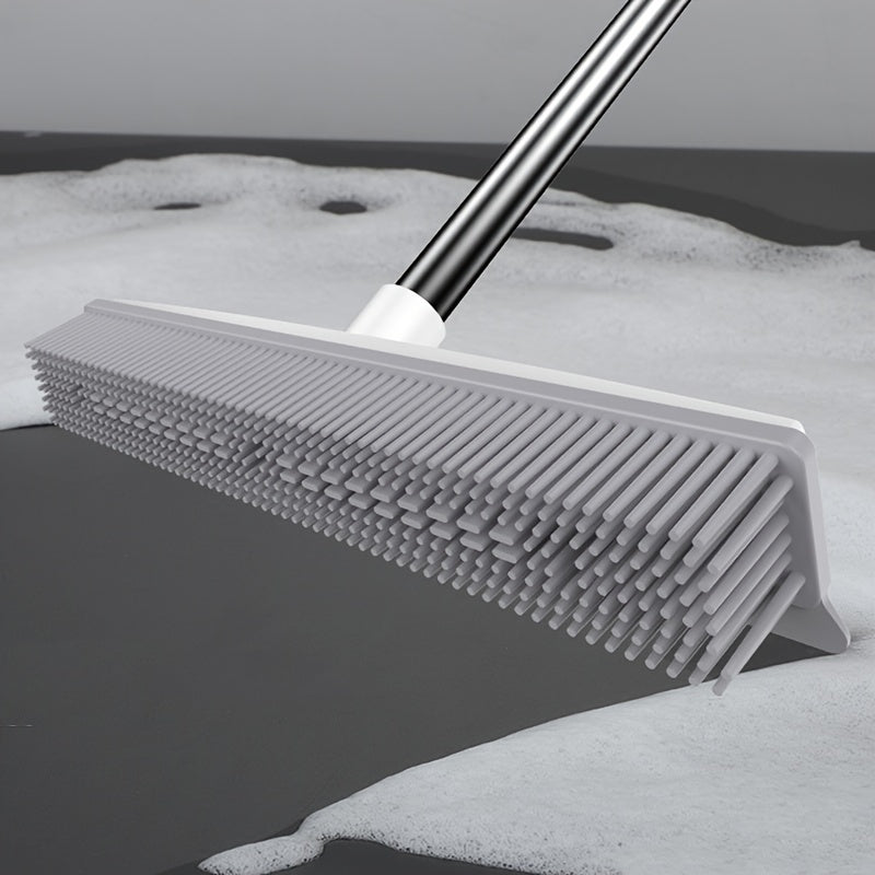 1-Pack Rubber Broom with Squeegee and Long Handle