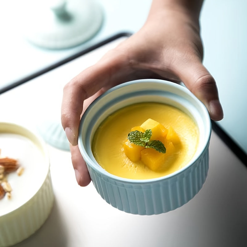 1pc Ceramic Soufflé Covered Bowl with Lid