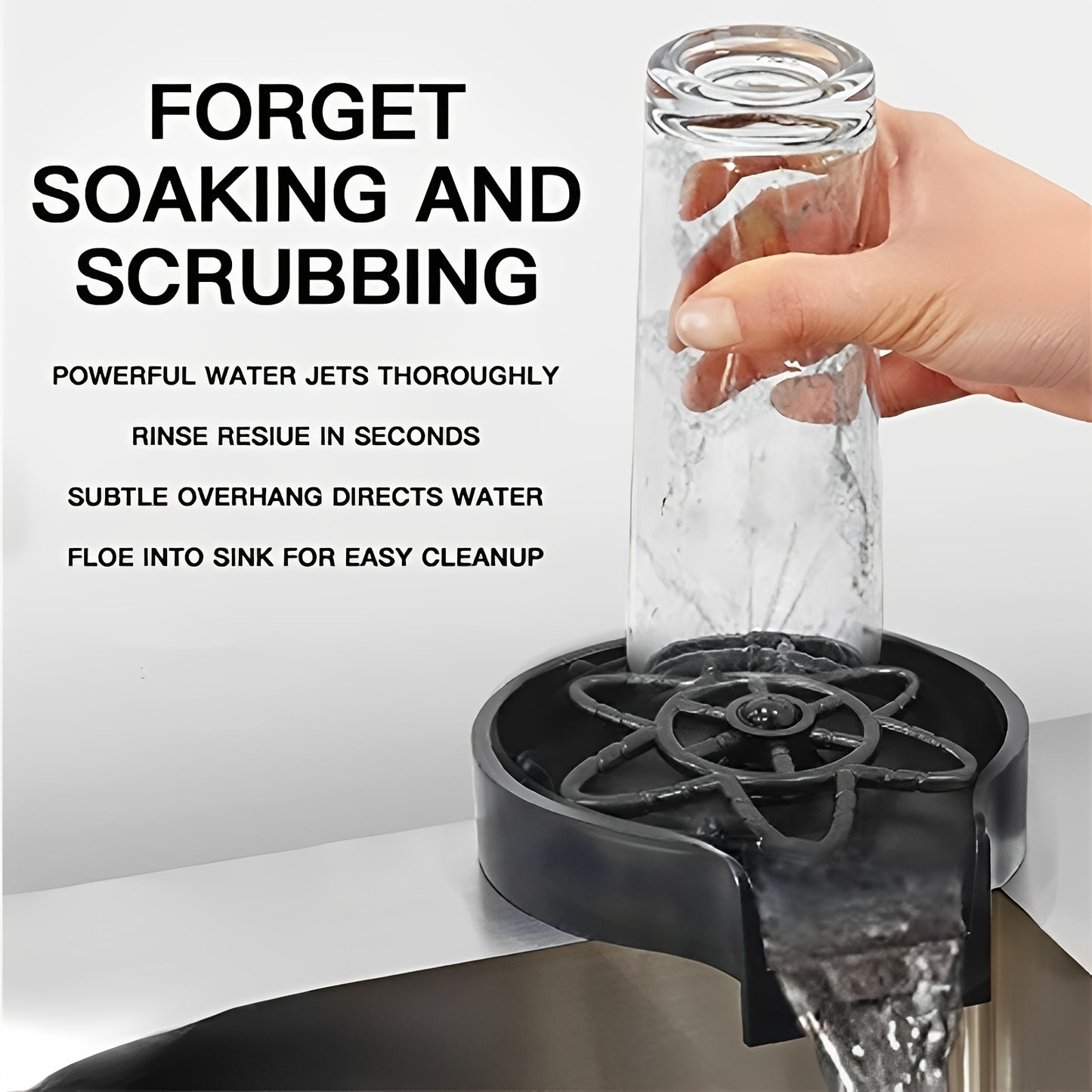 1pc Glass Rinser For Kitchen Sink, Bottle Cup Washer For Sink Attachment, Kitchen Bar Sink Cleaner, Bottle Washer, Kitchen Sink Automatic Flushing Device