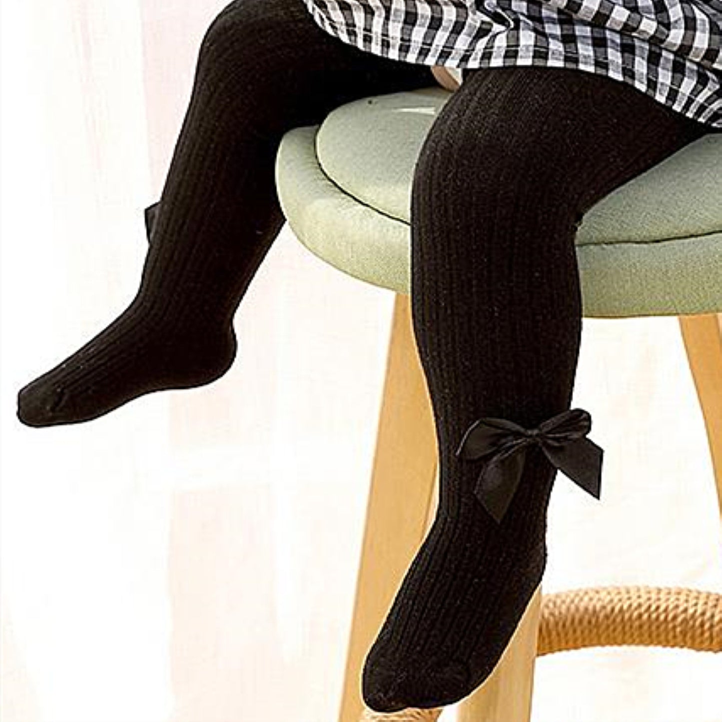 Girls' Cable Knit Seamless Tights with Bow