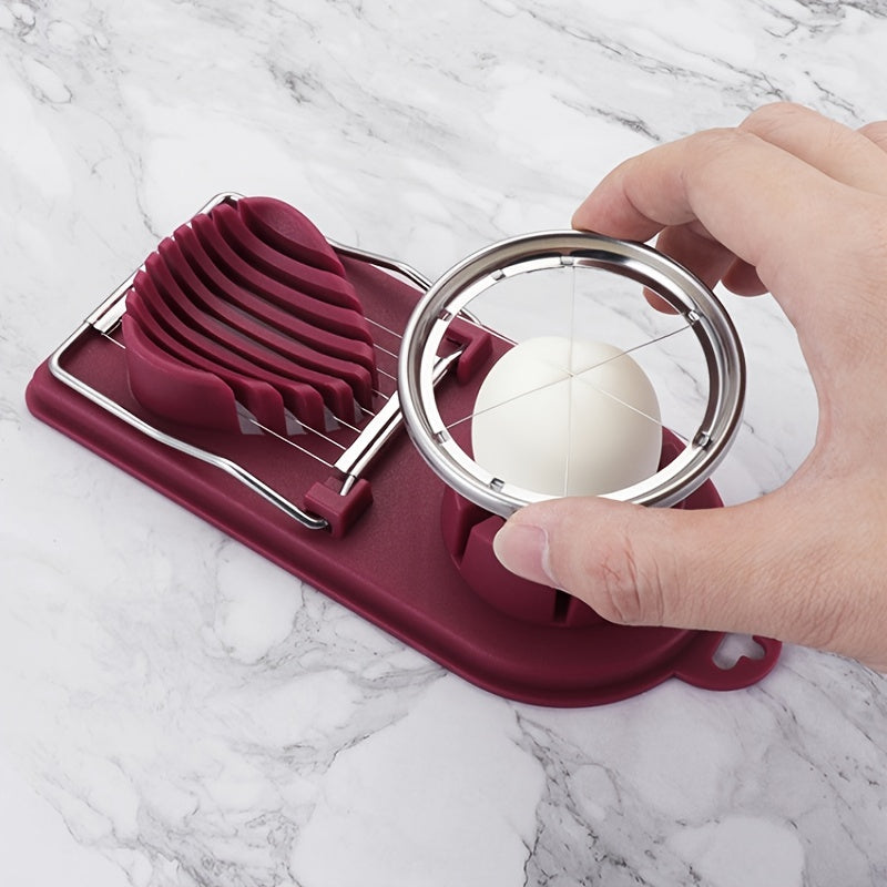 1pc Egg Slicer & Wedger, Multifunctional Egg Cutter, Kitchen Restaurant Cutter, Multipurpose Stainless Steel Wire Cutter, Multifunctional Divider, Egg Fruit And Vegetable Slicer Tool
