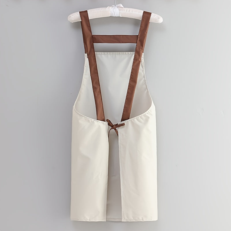 1pc Kitchen Apron With Big Pocket, Waterproof Oil-proof Cooking Apron, Kitchen Accessories