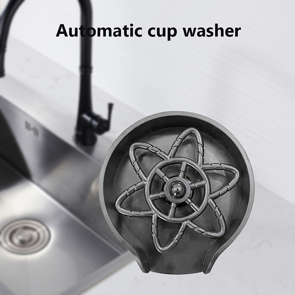 1pc Glass Rinser For Kitchen Sink, Bottle Cup Washer For Sink Attachment, Kitchen Bar Sink Cleaner, Bottle Washer, Kitchen Sink Automatic Flushing Device