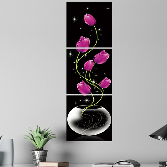 3pcs Self-Adhesive Flower Tile Sticker Set