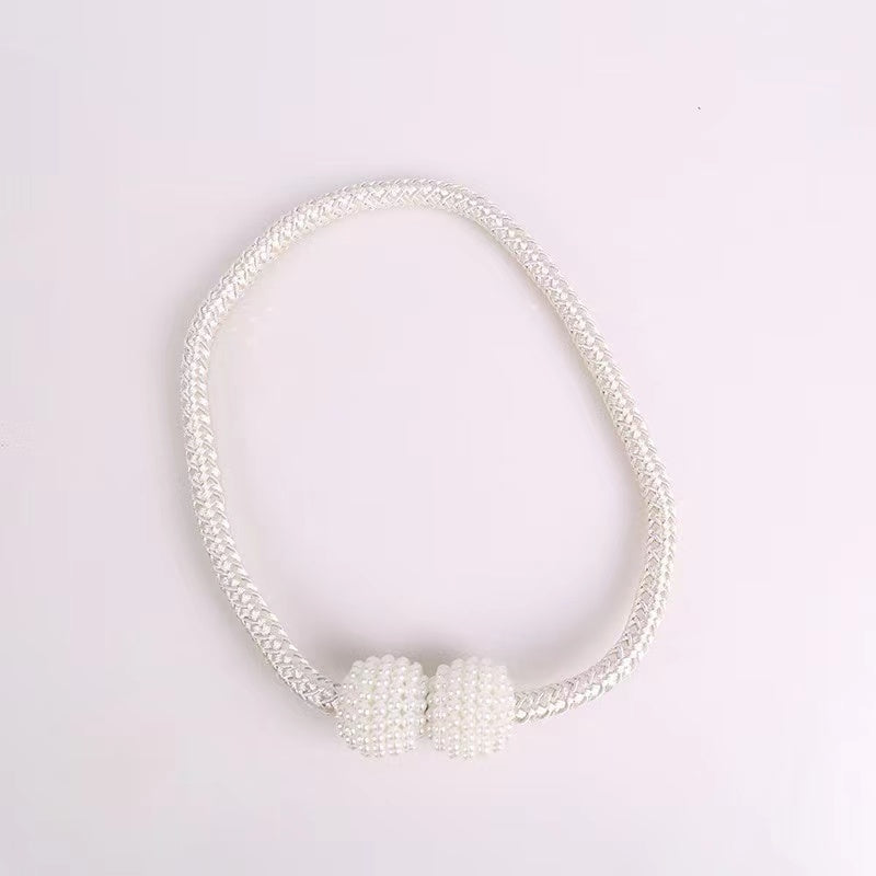 2 Pack Decorative Pearl Magnetic Curtain Tieback Set