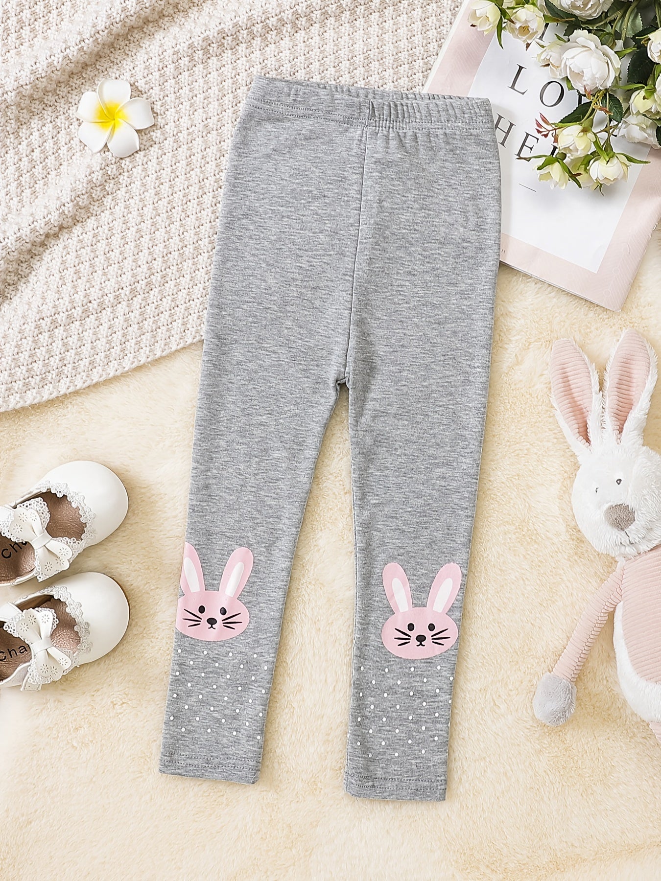 Cartoon Rabbit Print Footless Tights for Girls