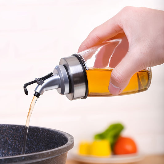 1pc Controllable Glass Oil Pot with Leak-Proof Design