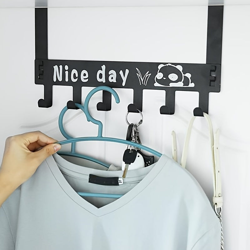 1pc Over The Door Hook Hanger, Heavy-Duty Hook, Hanging Clothes, Coat, Bag, Robe, Towel, Bathroom, Closet, 10-Hook 14.18*6.89in