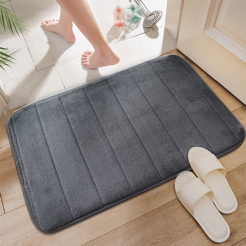 1pc Grey Memory Foam Bath Mat, Absorbent And Soft Bathroom Rug, Non-Slip Padded Bath Mat For Shower, Comfortable Mat, Home Decor & Accessories
