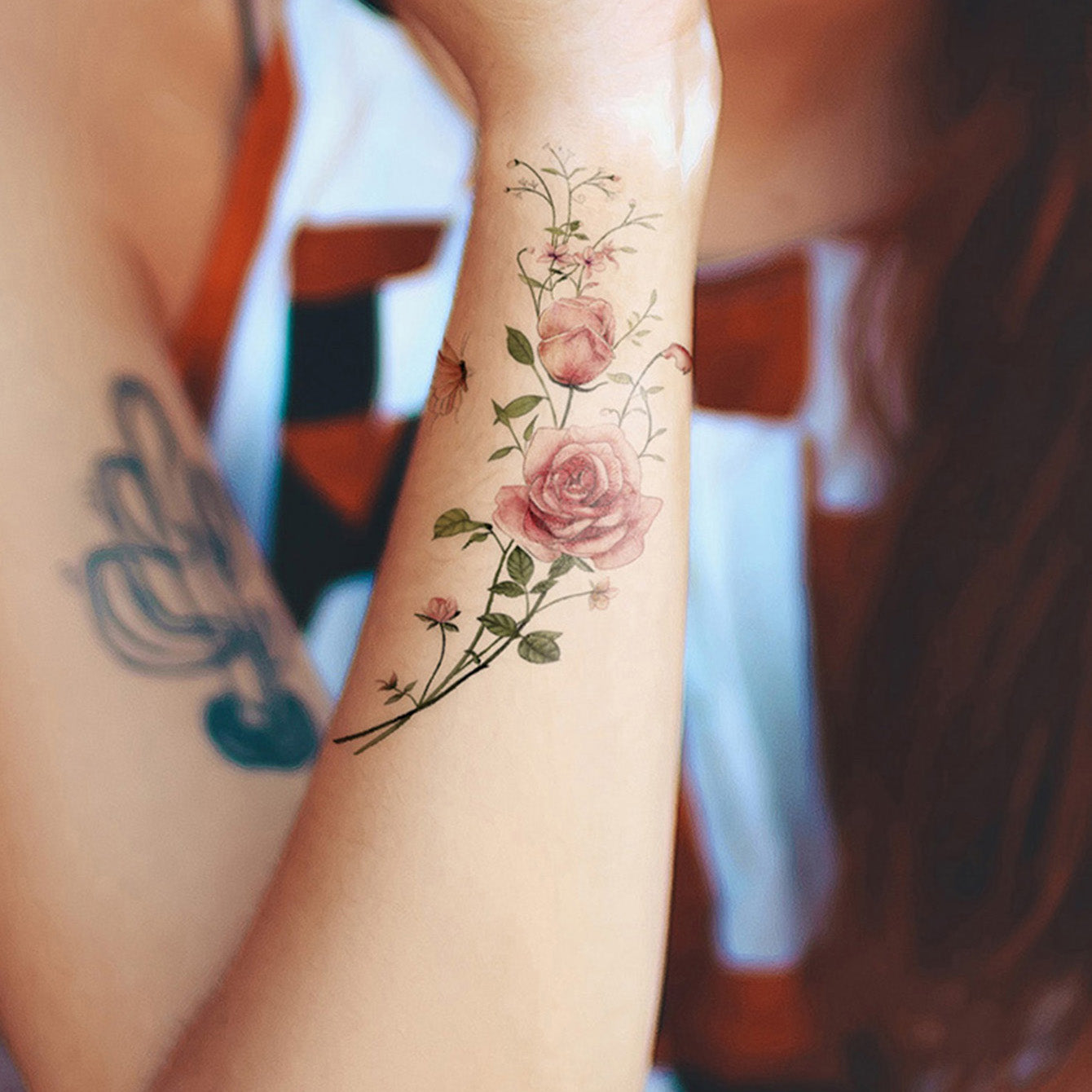 6-Piece Beautiful Flower Printed Body Tattoo Stickers
