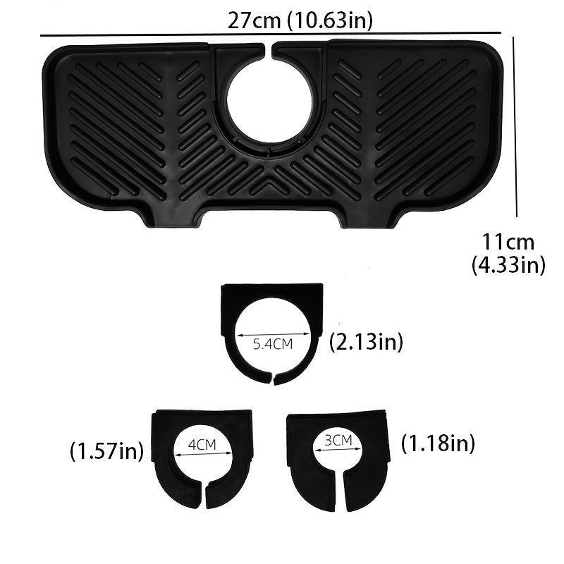 1pc Faucet Splash Pad, Silicone Kitchen Sink Faucet Mat, Behind Sink Splash Guard, Self Draining Sink Pad Behind Faucet, Faucet Splash Guard, Faucet Drying Durable Mat For Bathroom