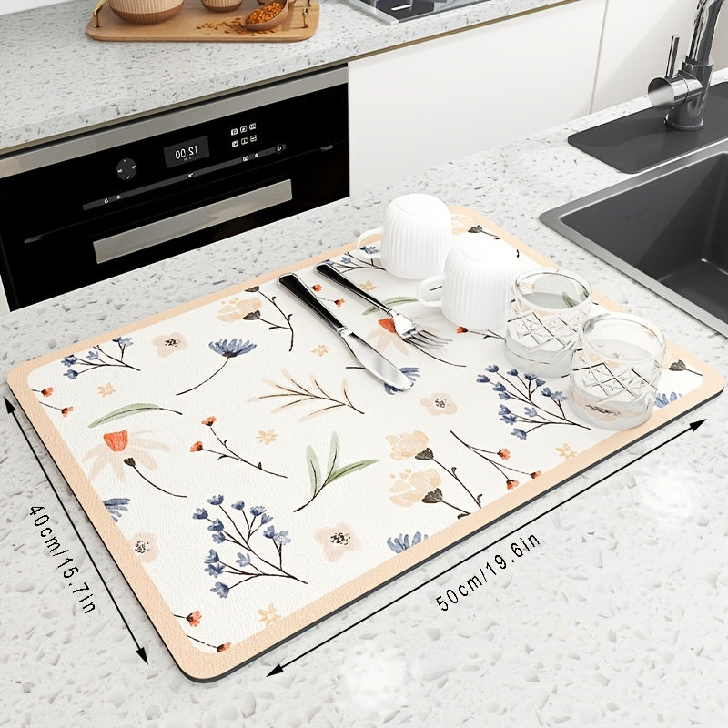 1pc Kitchen Drying Mat, Kitchen Counter Mat, Dish Drying Mat, Foldable Kitchen Drying Mat, Non-Slip Heat Insulation Mat