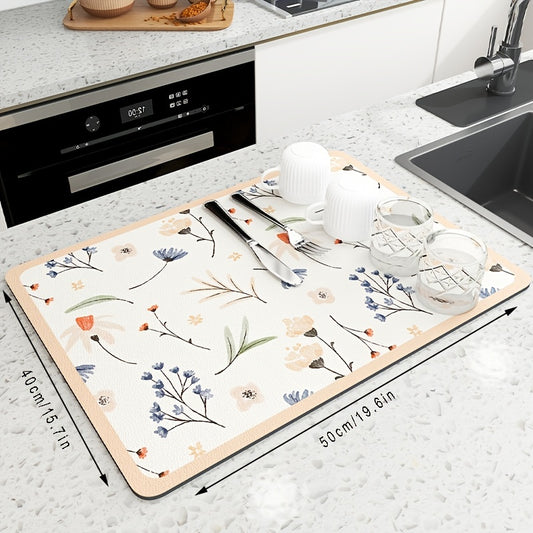 1pc Kitchen Drying Mat, Kitchen Counter Mat, Dish Drying Mat, Foldable Kitchen Drying Mat, Non-Slip Heat Insulation Mat