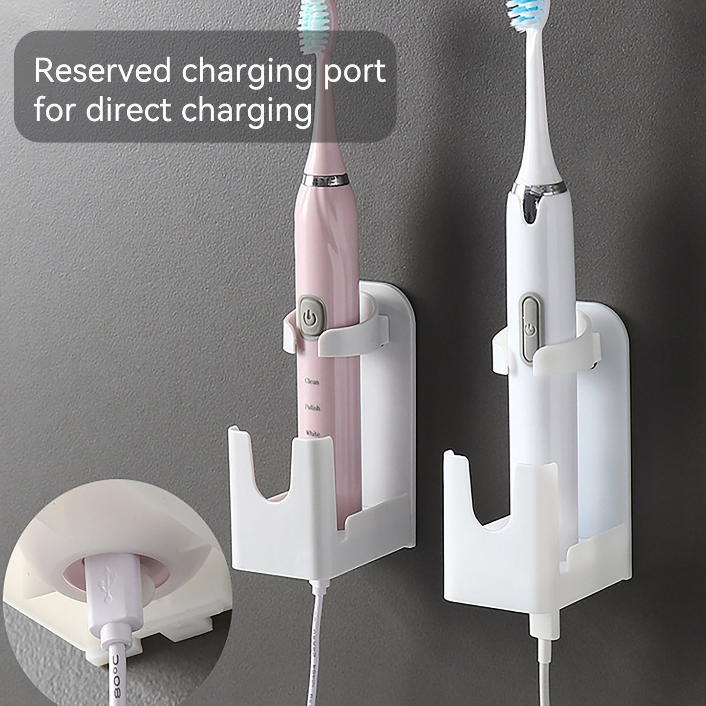 1pc Electric Toothbrush Holder, No-Punch Wall Mount, Suction Wall Type, Bathroom Rack, Bathroom Toothbrush Storage Rack, Toothbrush Storage, 1.81*2.6*3.94 Inches/4.6*6.6*10cm